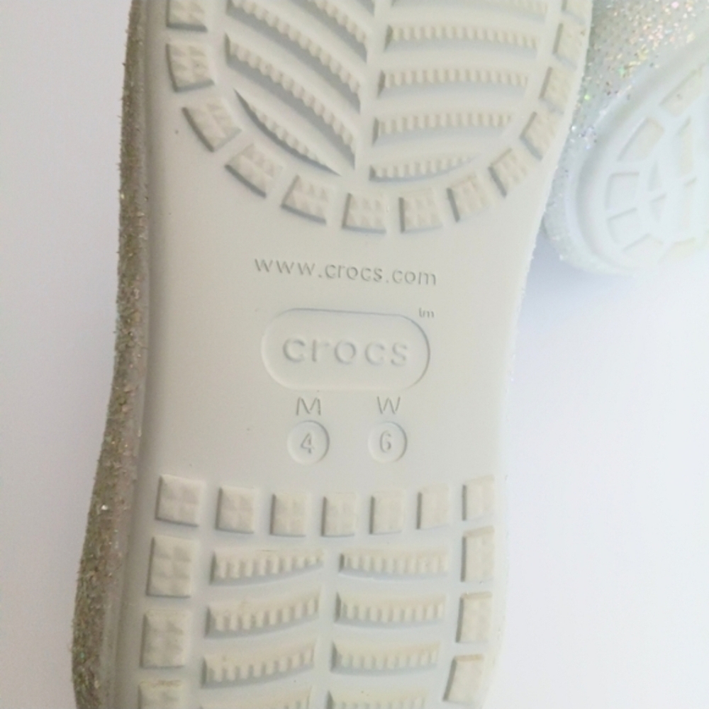 Crocs Crush Glitter Platform Shoes In Gray Size 6 Junior Girls - Picture 5 of 5